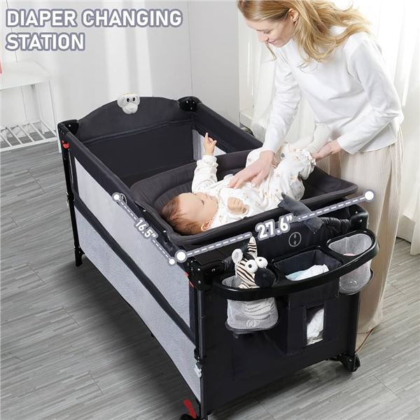 NEW BABY BASSINET 5-IN-1 BEDSIDE BLACK