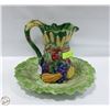 Image 1 : FRITZ & FLOYD HARVEST PITCHER & LEAF THEME BOWL W/