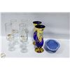 Image 1 : GOLD TRIMMED OLYMPIC GLASSES SOLD WITH BLUE VASES