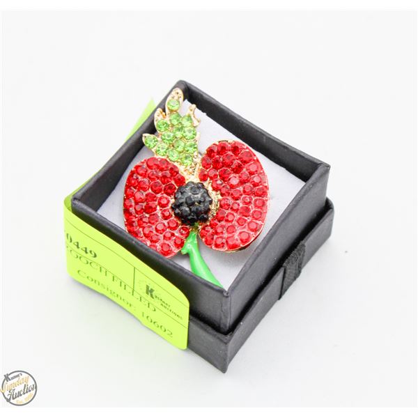 NEW POPPY BROOCH FILLED WITH RED