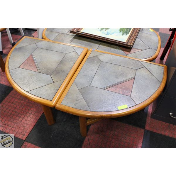WOOD AND TILE END TABLES 19" X 22.5" X 28"