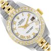 Image 1 : Rolex Ladies 18K Gold And Steel White Roman Diamond Bezel Hidden Clasp Datejust