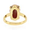 Image 6 : Vintage 14K Gold Elongated Oval Cabochon Pinkish-Orange Coral Solitaire Ring