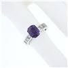 Image 3 : Platinum 2.83 ctw GIA Cushion Ceylon Purple Sapphire & Diamond Engagement Ring
