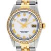 Image 1 : Rolex Mens 2T Yellow Gold And Steel White Roman Diamond Bezel Datejust Wristwatc
