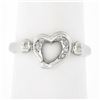 Image 1 : Tiffany & Co. Elsa Peretti Platinum Polished Open Heart Band Ring w/ Diamonds