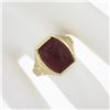 Image 3 : Men's 14k Gold Cabochon Custom Cut Red Stone Bezel Solitaire Cocktail Ring