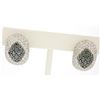 Image 2 : 18k Solid White Gold 3.60 ctw White & Black Diamond Drenched Dome Button Earring