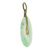 Image 1 : Antique 9K Gold Round Light Green Jade w/ Floral Center Medallion Disc Pendant