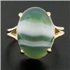Image 2 : New 14k Yellow Gold 18.2x13mm Oval Cabochon Prong Set Green Agate Solitaire Ring
