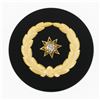 Image 1 : Antique 14k Gold Textured Laurel Wreath Diamond Black Onyx Round Brooch Pendant