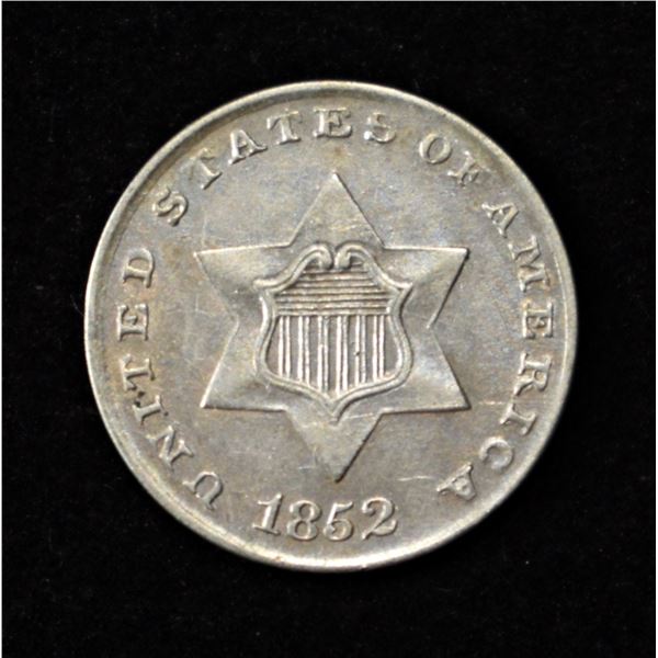 1852 3 CENT SILVER CH AU