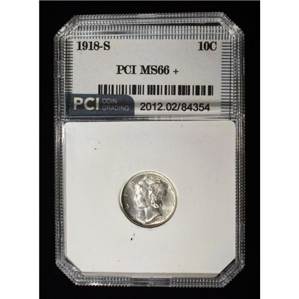 1918-S MERCURY DIME PCI SUPERB GEM BU