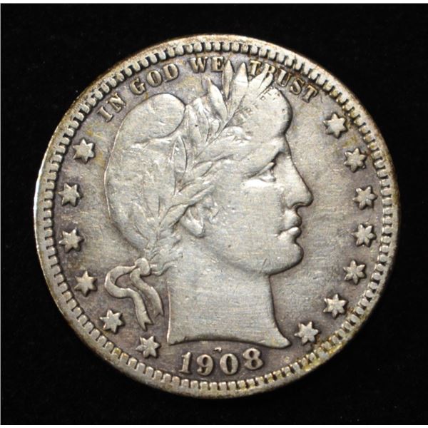 1908 BARBER QUARTER XF