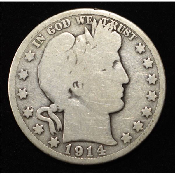 1914 BARBER HALF DOLLAR VG