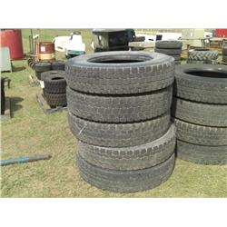 (1) LOT OF 9 USED 11R24.4 TRUCK TIRES