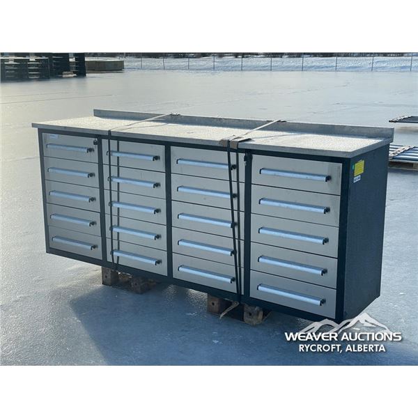 20 DRAWER 88 X 24 IN STEEL WORKBENCH
