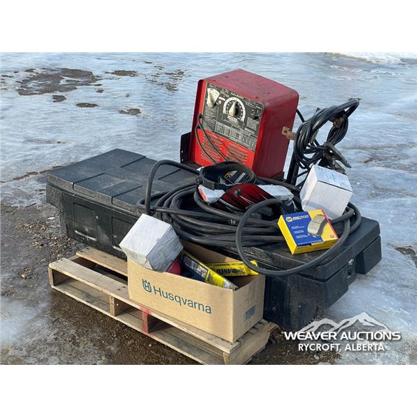 WELDING EQUIPMENT W/TOOL BOX & SHOP ACCESSORIES