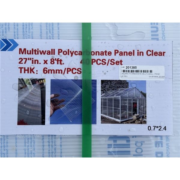 (40) POLYCARBONATE MULTI-WALL PANE