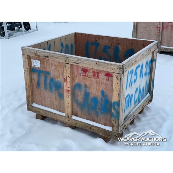 CRATE W/TRUCK TIRE CHAINS