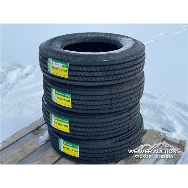 (4) GRIZZLY 215/75R17.5-16.5 PR TIRES