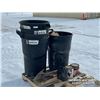 Image 2 : (5) GARBAGE CANS W/(2) PITCH FORKS & (1) SHOVEL