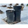 Image 4 : (5) GARBAGE CANS W/(2) PITCH FORKS & (1) SHOVEL