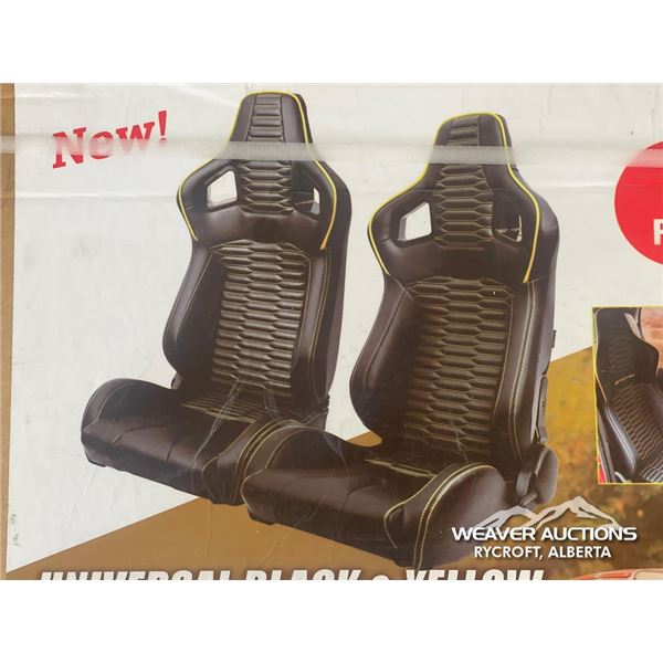 UNIVERSAL BLACK & YELLOW VEHICLE BUCKET SEATS