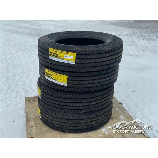 (4) ZWARTHZ 225/70R19.5-14 PR TIRES