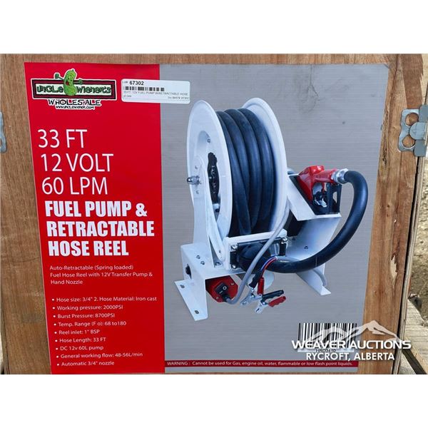 33 FT. 12V FUEL PUMP W/RETRACTABLE HOSE REEL