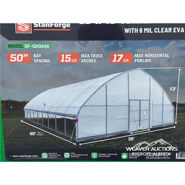 TMG 30 X 40 FT. TUNNEL GREENHOUSE