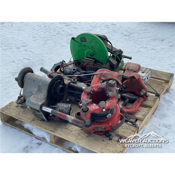 14 IN. CUT OFF SAW W/PIPE THREADERS & MISC TOOLS