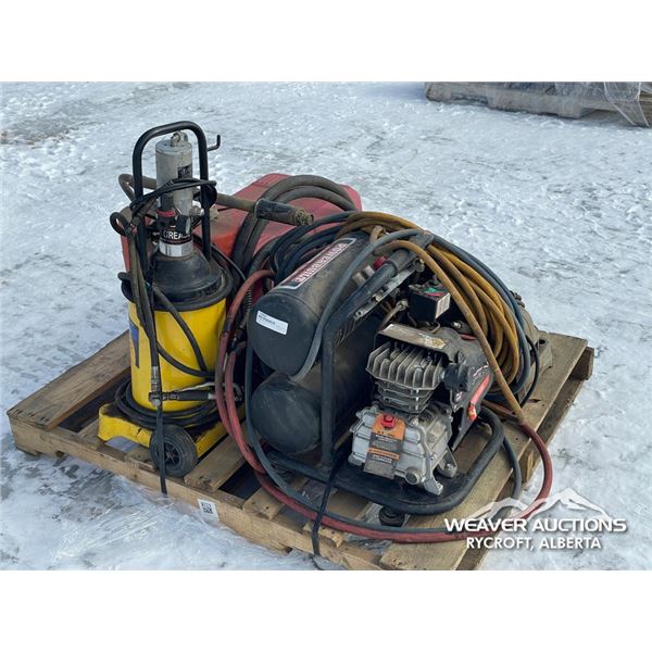 MILWAUKEE TOOL BOX W/AIR COMPRESSOR & MISC TOOLS