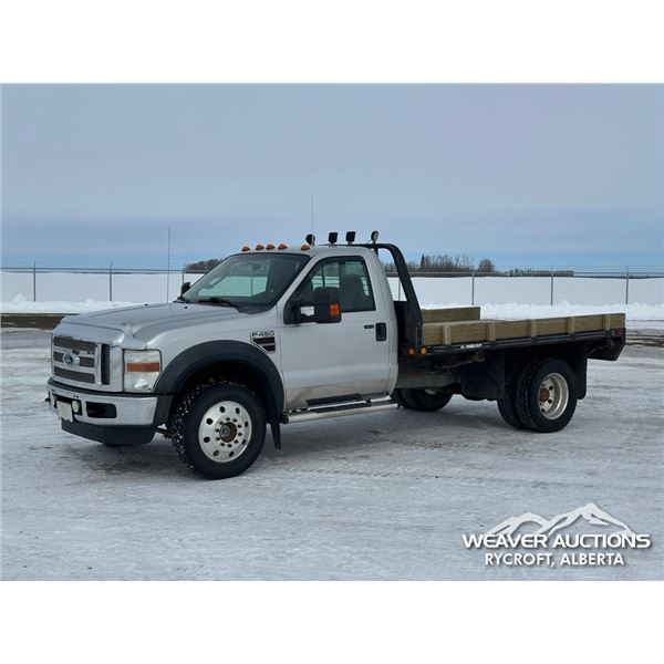 2008 FORD F450 XLT SINGLE CAB FLATBED TRUCK
