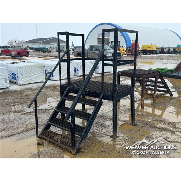 3 FT. X 5 FT. STEEL PLATFORM STAIRS WITH HAND RAIL