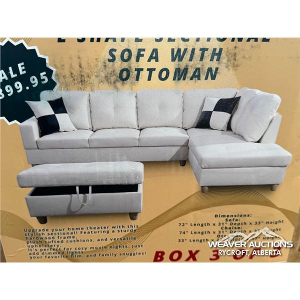 L SHAPE SECTIONAL SOFA W/OTTOMAN
