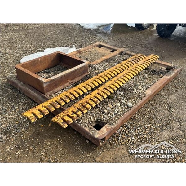 6 X 7 FT. SKID, (2) GRADER CUTTING EDGES