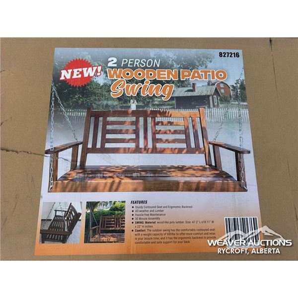 (2) 2 PERSON WOODEN PATIO SWING SETS