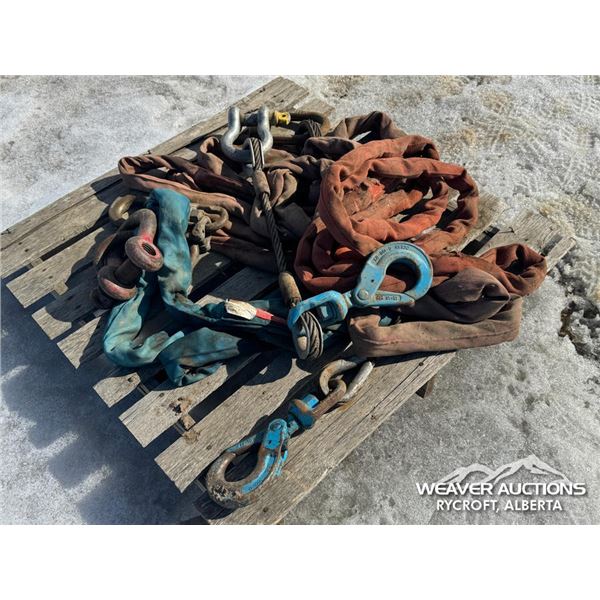 ASSORTED SLINGS, HOOKS & CLEVISES