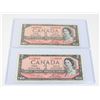 Image 1 : #54  1954 CANADA $2 TWO DOLLAR BILL LOT OF 2
