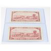 Image 2 : #54  1954 CANADA $2 TWO DOLLAR BILL LOT OF 2