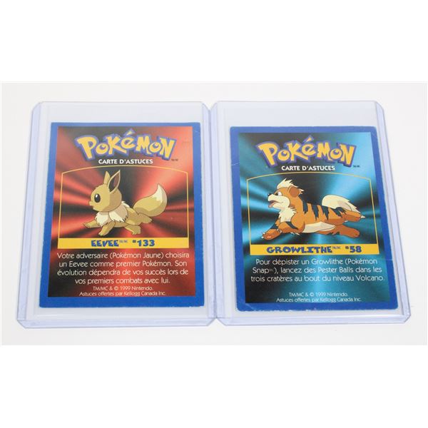 POKÉMON GAME TIP CARD 133 EVEE GROWLITHE 58