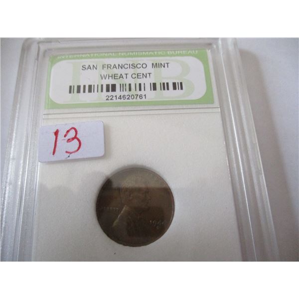 1949 WORLD WAR II WHEAT PENNY (S - MINT CASED & GRADED)