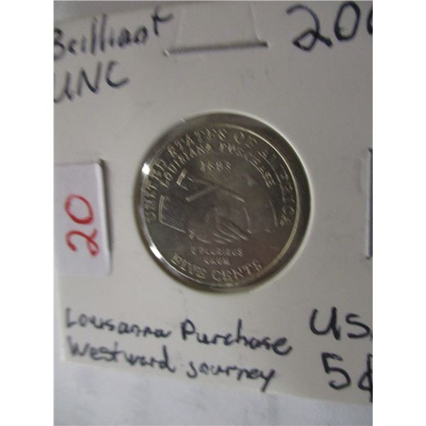 2004 BRILLIANT UNCIRCULATED LOUISIANA PURCHASE USA NICKEL