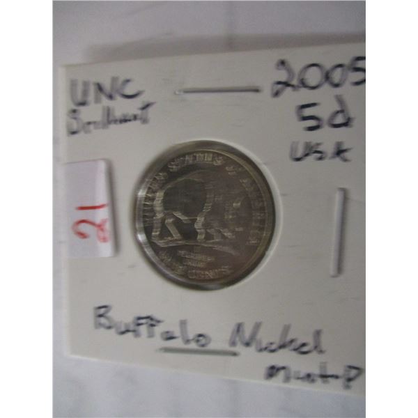 2005 BRILLIANT UNCIRCULATED USA BUFFALO NICKEL