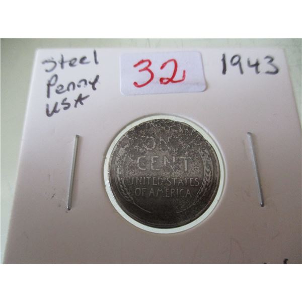 1943 RARE USA STEEL WHEAT PENNY