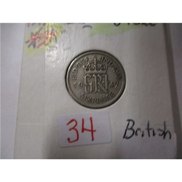1947 BRITISH 6 PENCE (0.90 SILVER)