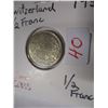 Image 1 : 1958 SWISS HALF FRANC (0.9 SILVER)