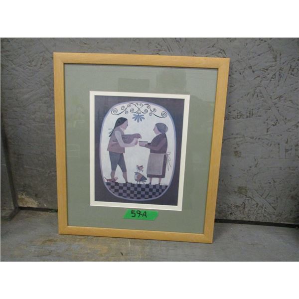 ESTATE:  PICTURE OF TWO WOMEN FEEDING BIRDS BY R. DAVEY