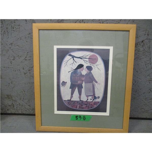 ESTATE:  PICTURE OF TWO WOMEN WITH BASKET OF APPLES BY R. DAVEY